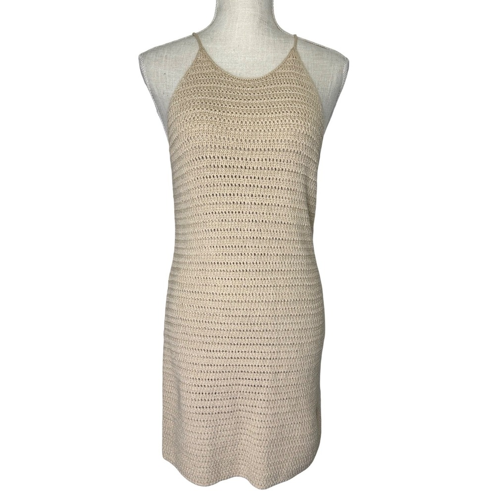 Banana Republic Halter Crochet Dress Small Tan